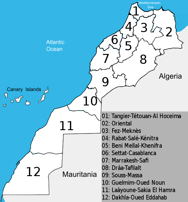 Mapa Maroka podział administracyjny