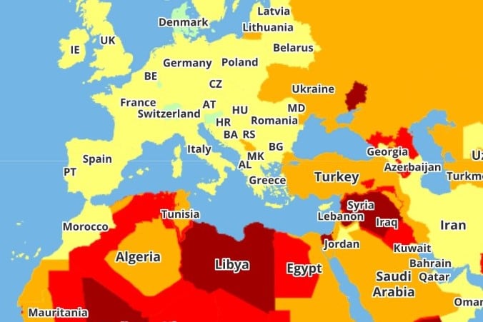 Mapa bezpieczeństwa podróżowania na rok 2019